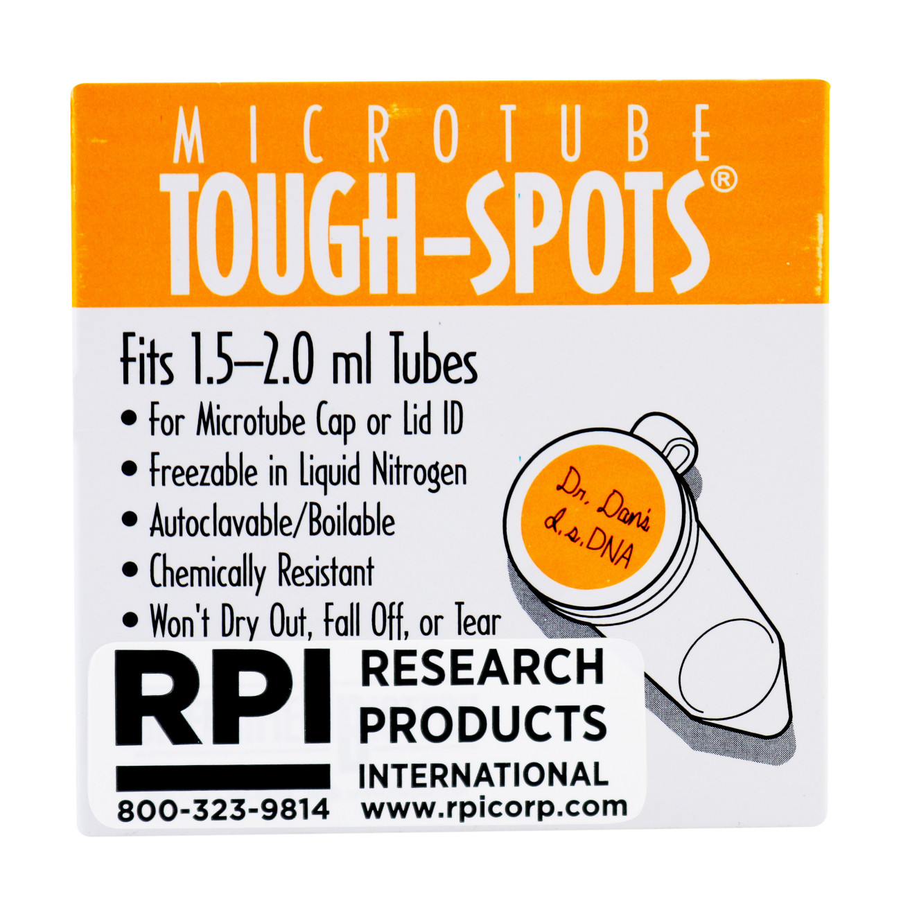 247129O - Tough-Spots, 1/2 Inch Diameter for 1.5-2.0ml Tubes, Orange ...