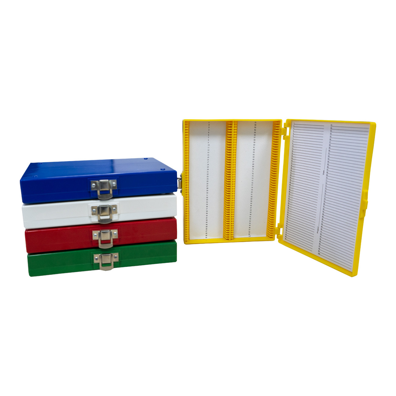 Microscope Slide Box, Foam Lining, Assorted, 100 Slide Capacity, 5 Boxes