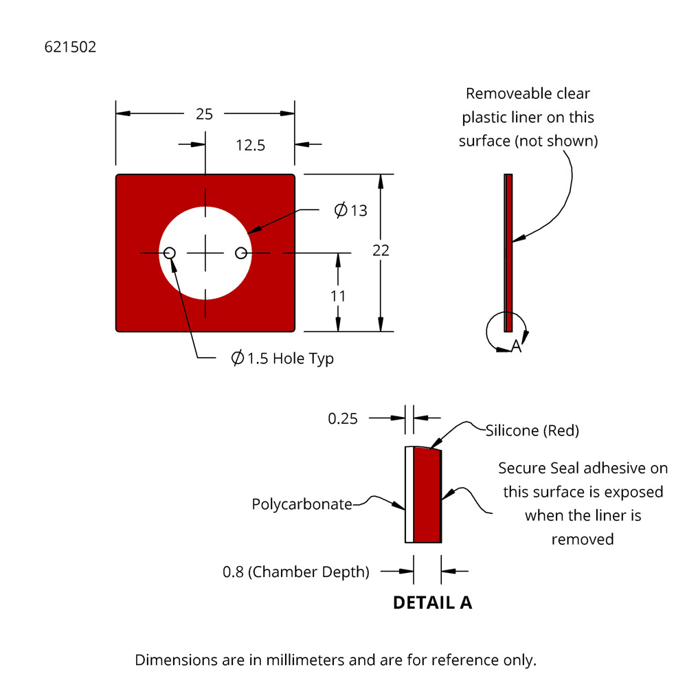248865 SecureSeal Hybridization Chambers, Inside Dimensions 13mm