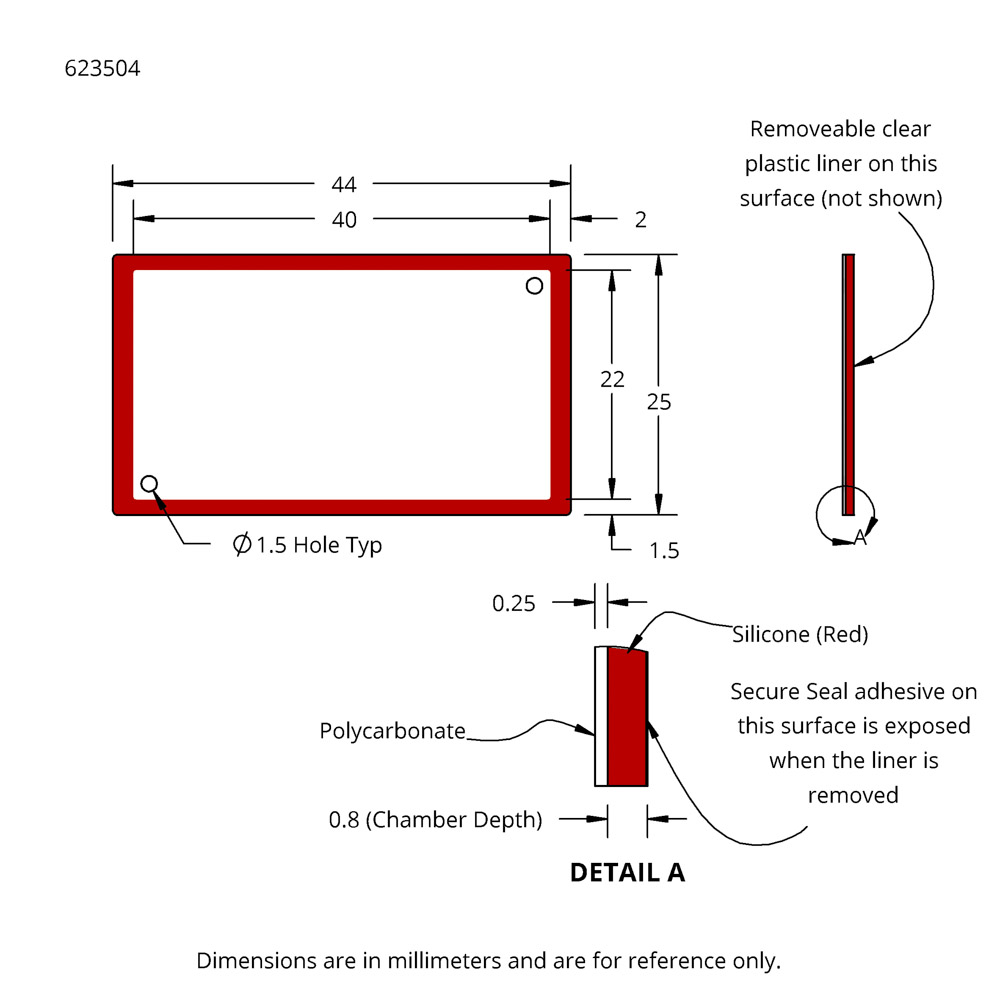 248866 SecureSeal Hybridization Chambers, Inside Dimensions 22 x