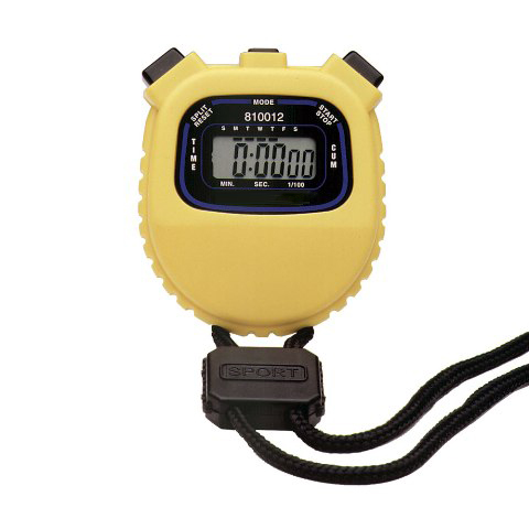 Water Resistant Stopwatch, Yellow, NIST-Traceable Certification