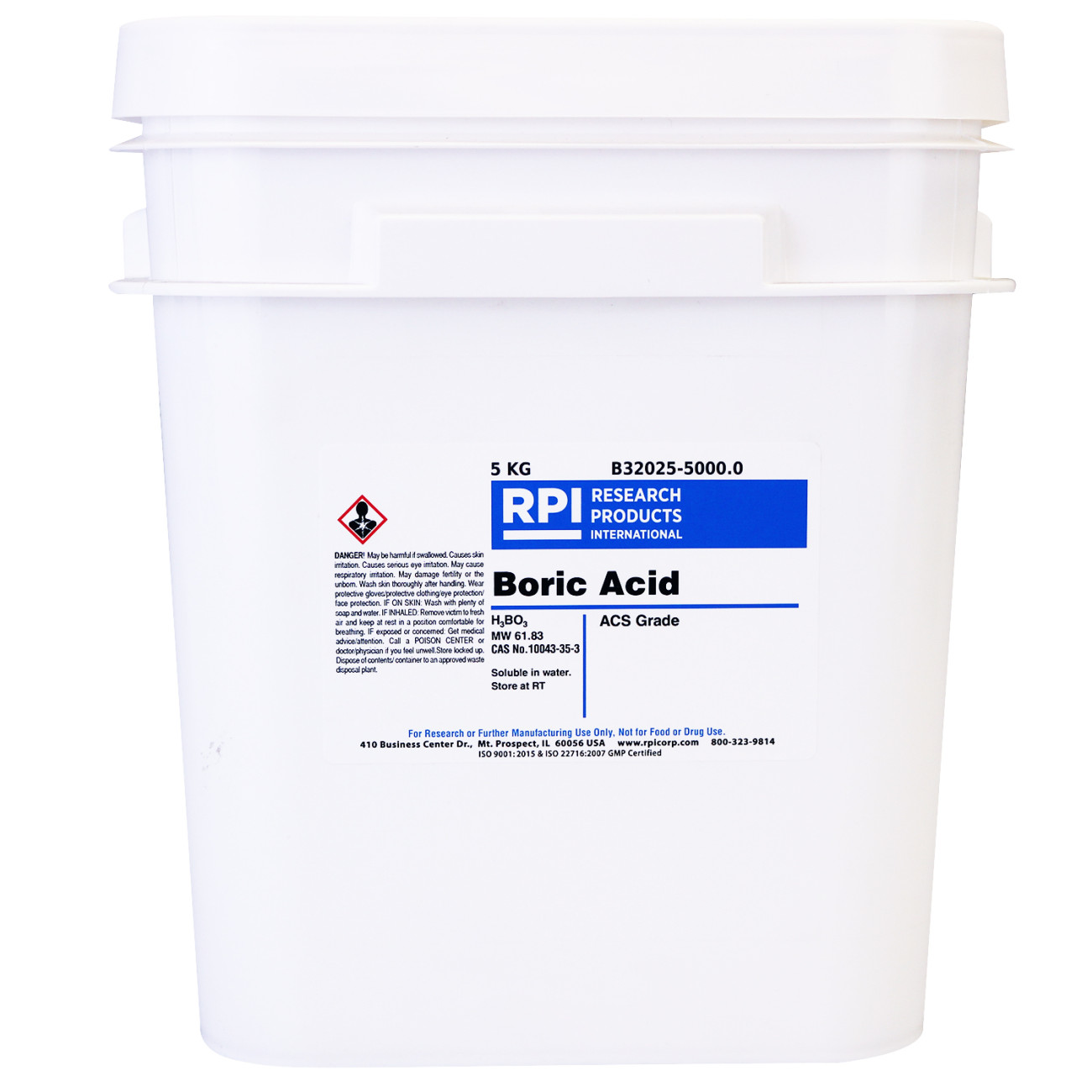 Boric Acid, Crystals, ACS Grade, 5 Kilograms