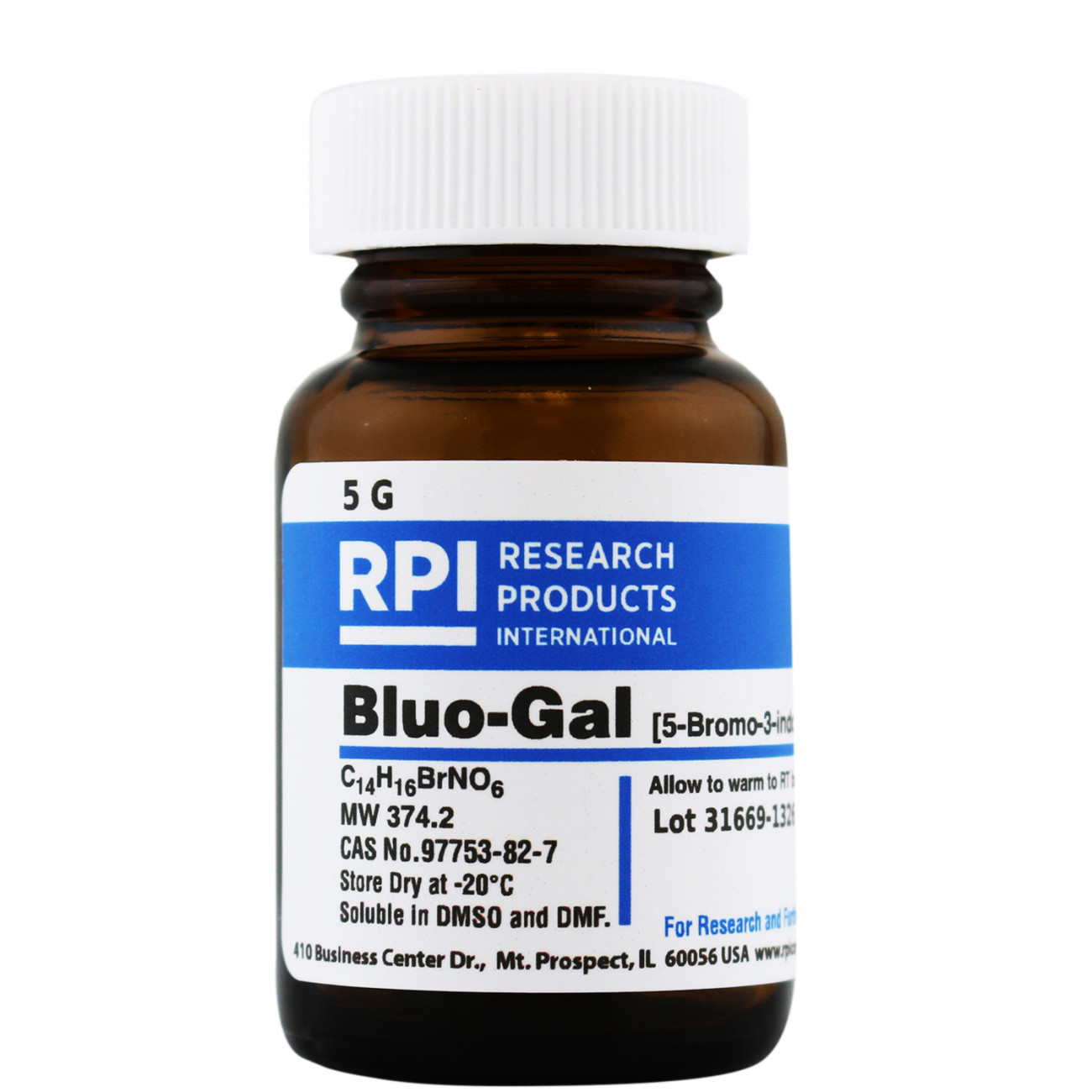 Bluo-Gal [5-Bromo-3-indolyl-B-D-galactopyranoside], 5 Grams