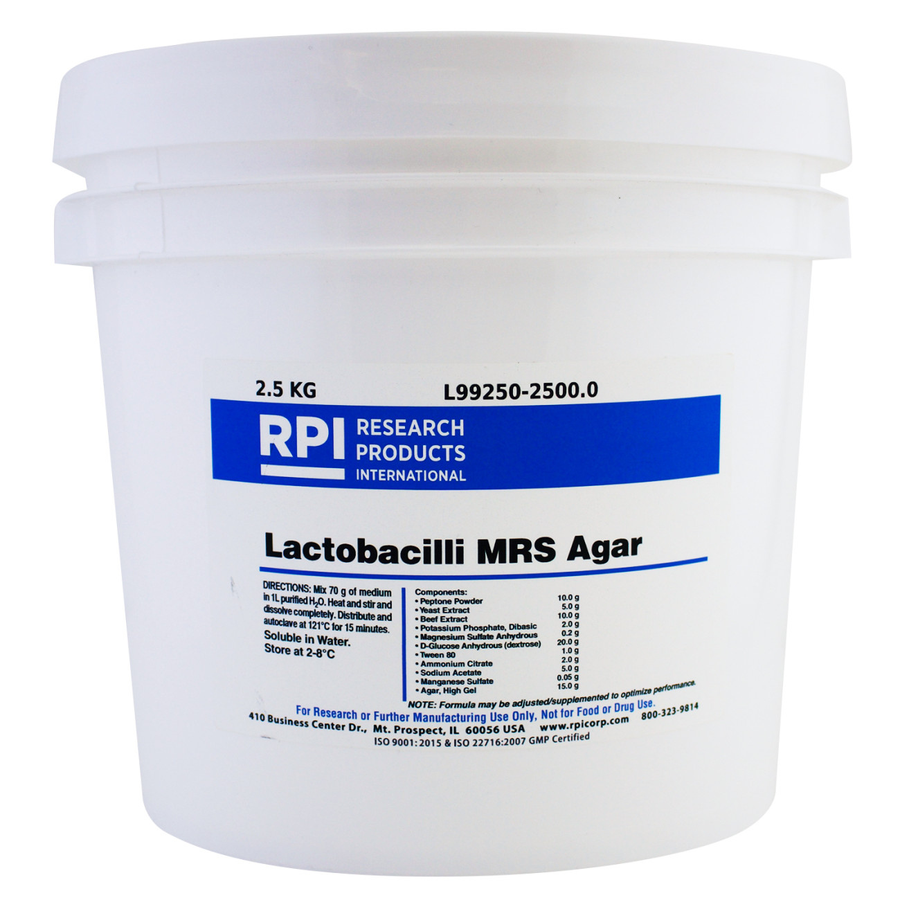 Lactobacilli MRS Agar, 2.5 Kilograms