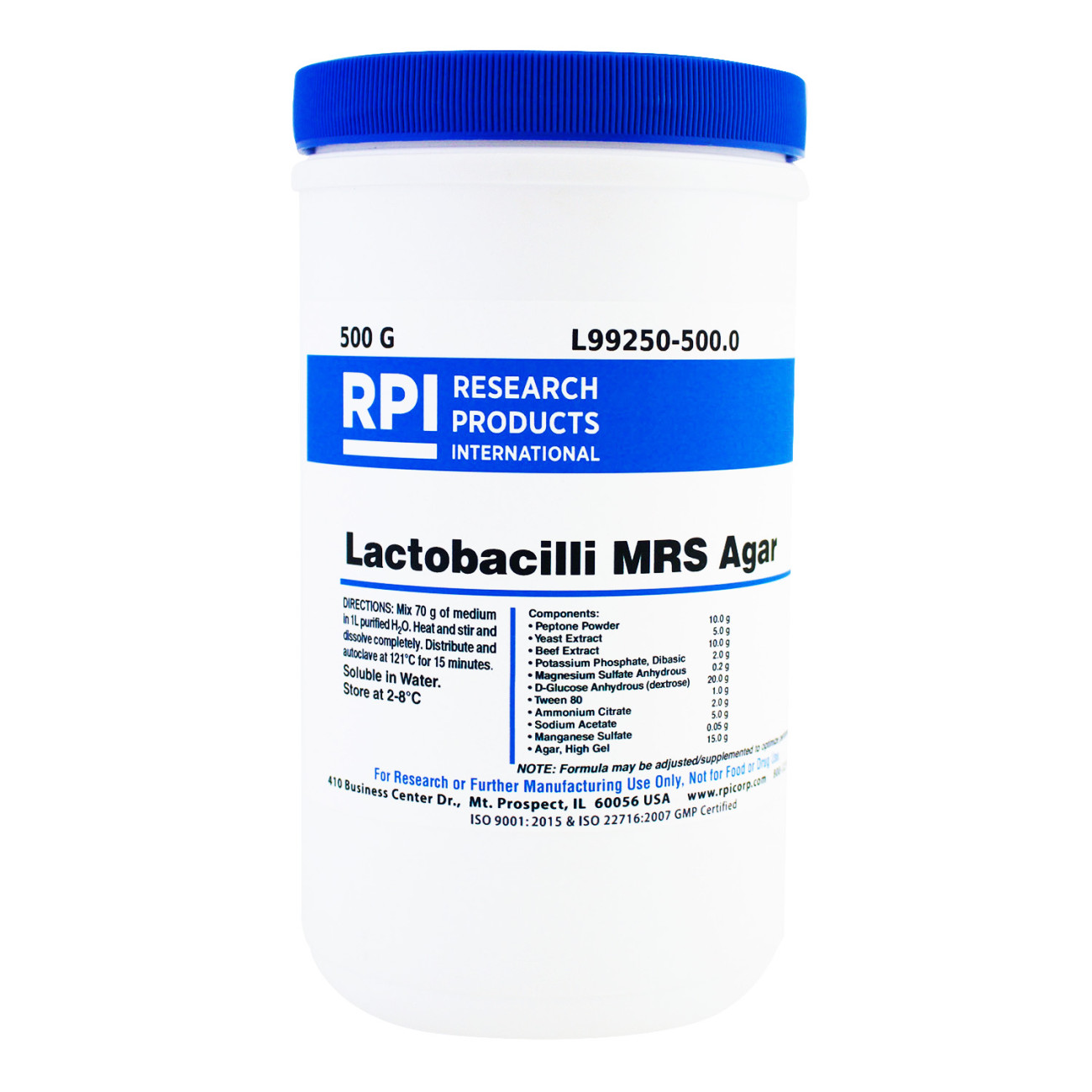 Lactobacilli MRS Agar, 500 Grams