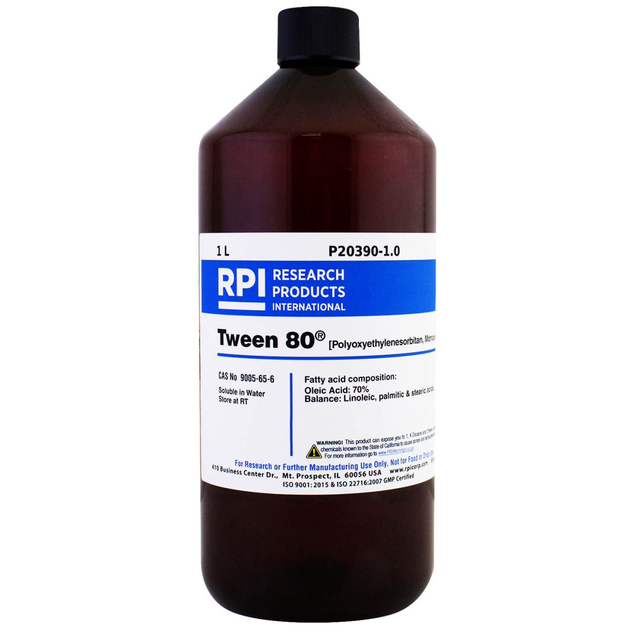 Tween 80 (Polyoxyethylenesorbitan, Monooleate), 1 Liter
