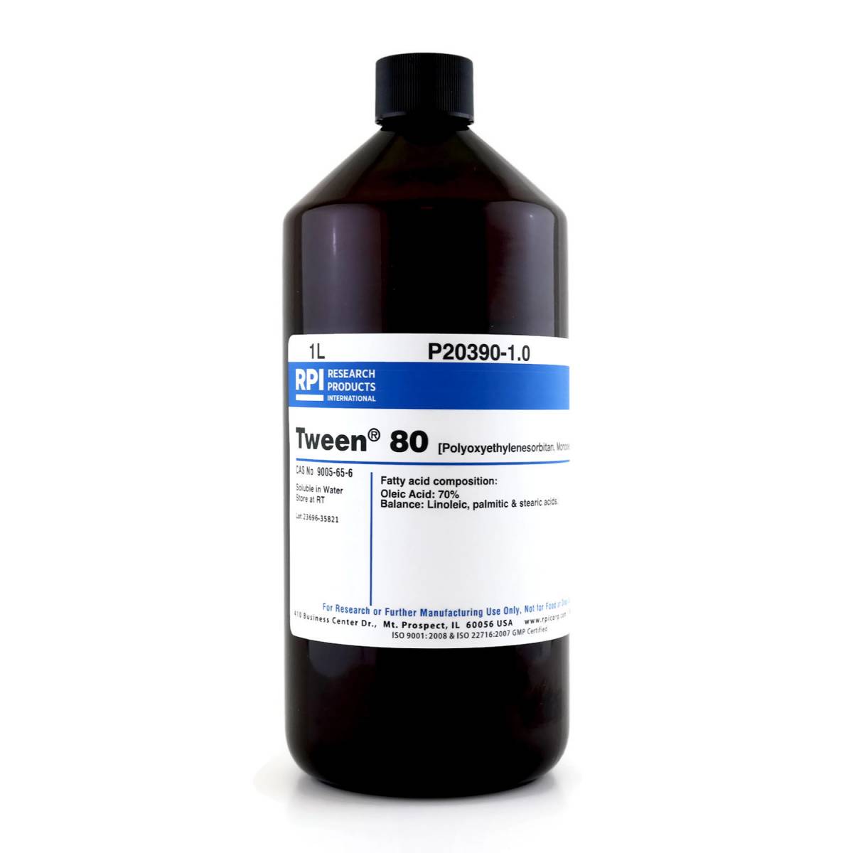 P20390 1 0 Tween 80 Polyoxyethylenesorbitan Monooleate 1 Liter