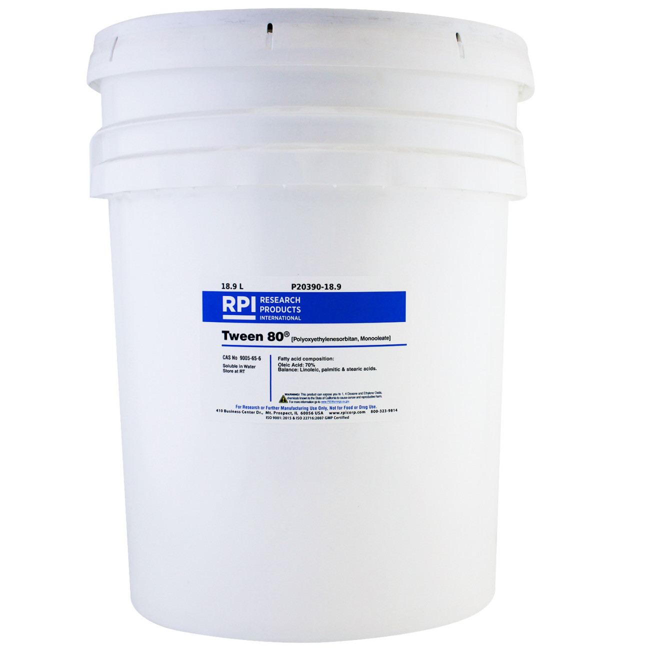 Tween 80 (Polyoxyethylenesorbitan, Monooleate), 18.9 Liters