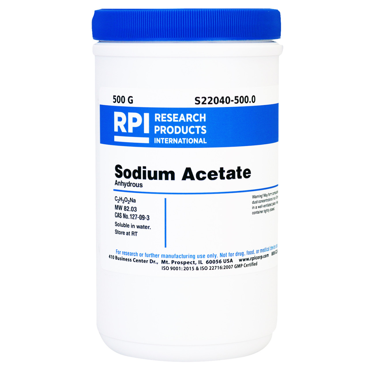 Sodium Acetate, Anhydrous, 500 Grams