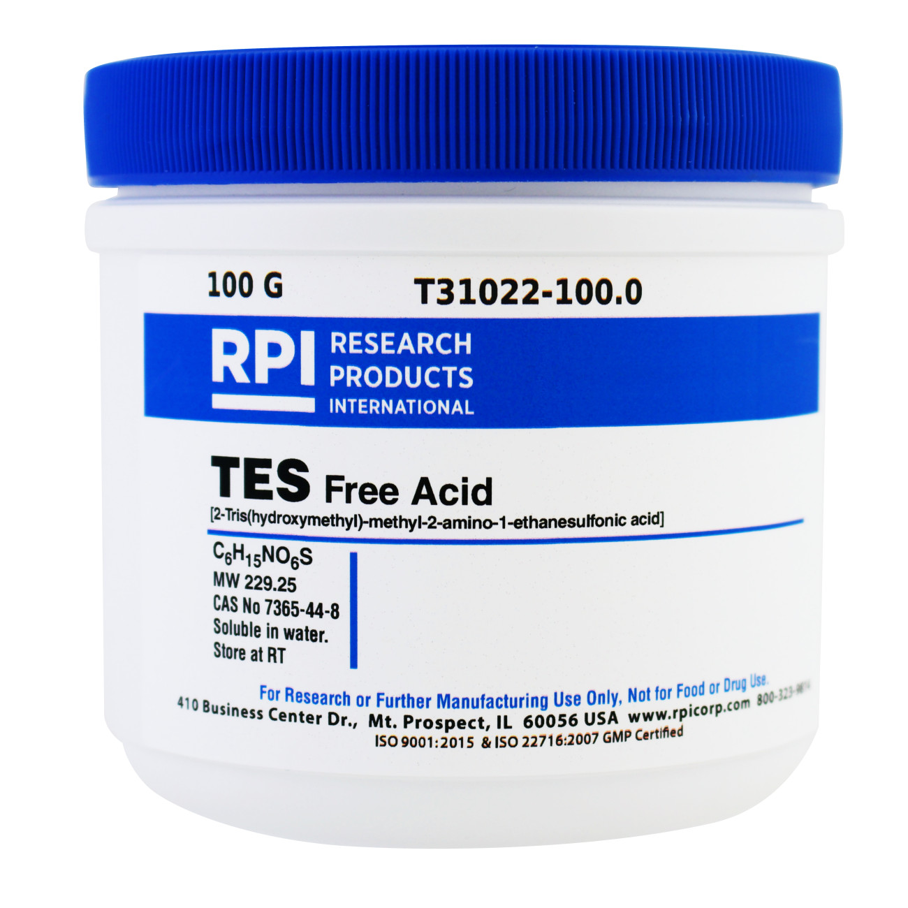TES, Free Acid [2-Tris(hydroxymethyl)-methyl-2-amino 1-ethanesulfonic acid], 100 Grams
