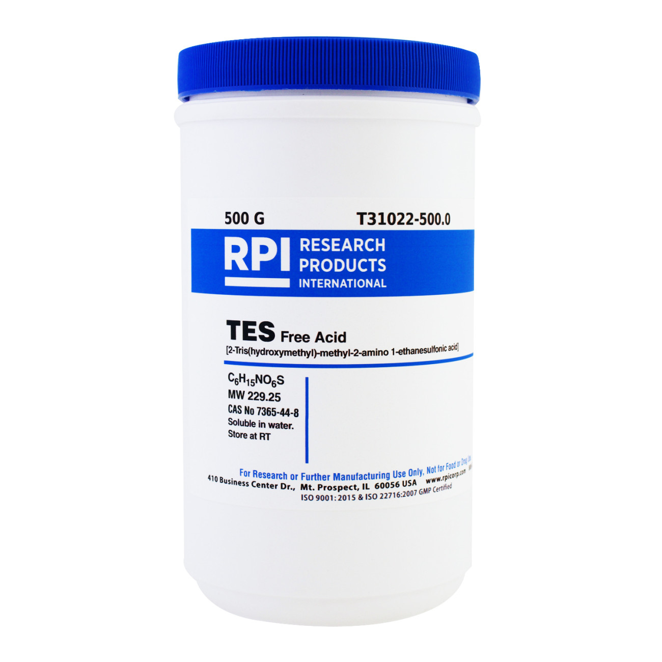 TES, Free Acid [2-Tris(hydroxymethyl)-methyl-2-amino 1-ethanesulfonic acid], 500 Grams