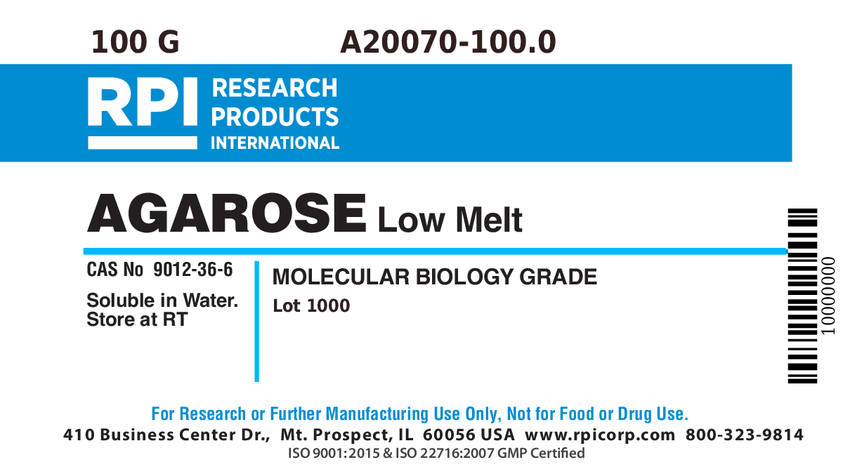 A20070100.0 Agarose, Low Melt Temperature, 100 Grams