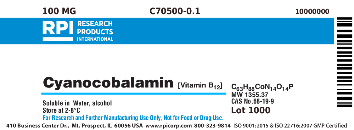 C70500-0.1 - Cyanocobalamin (Vitamin B12), 100 Milligrams C70500-0.1 - Cyanocobalamin (Vitamin B12), 100 Milligrams