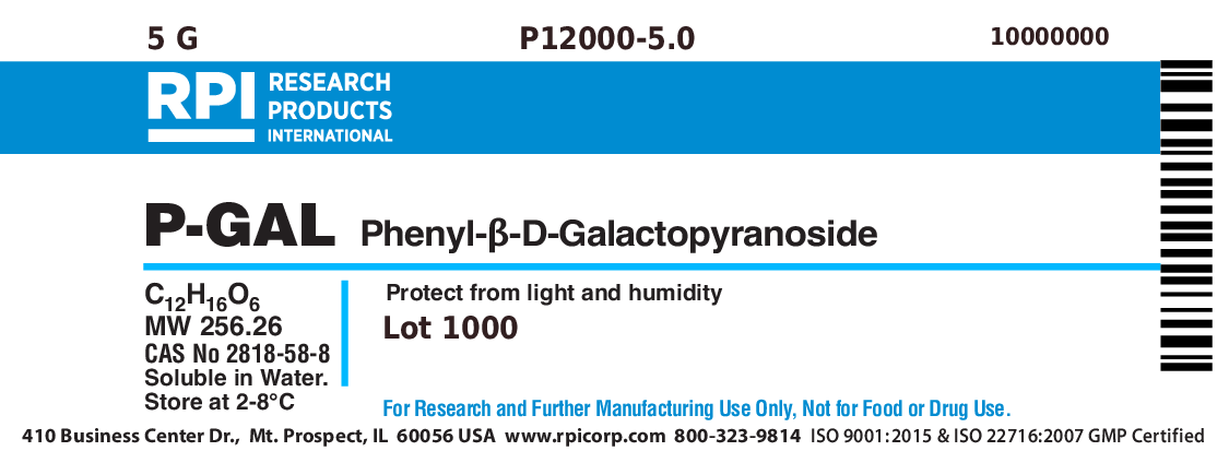 P12000-5.0 - P-Gal [Phenyl-β-D-Galactopyranoside], 5 Grams