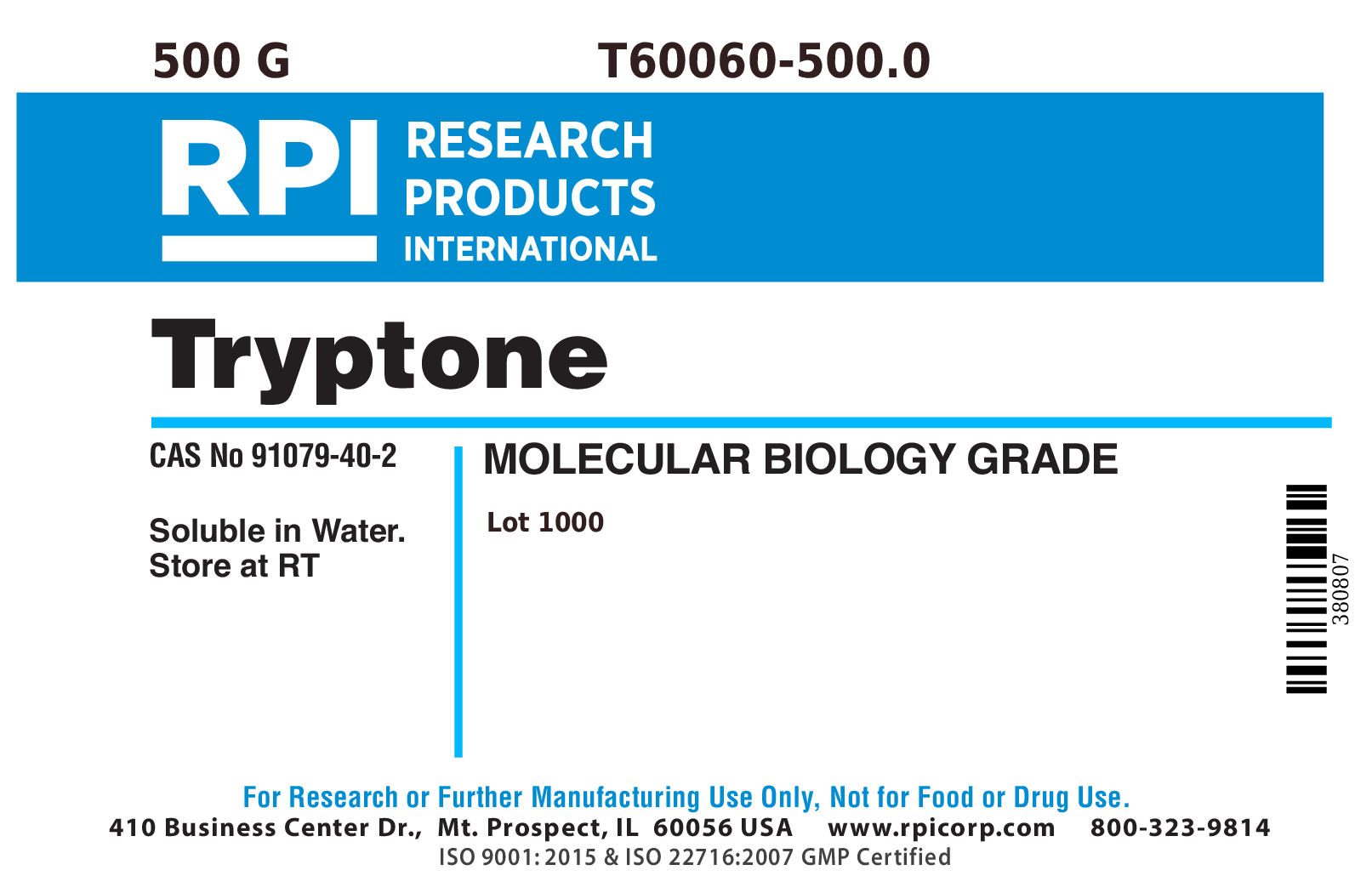 T60060-500.0 - Tryptone, Powder, 500 Grams