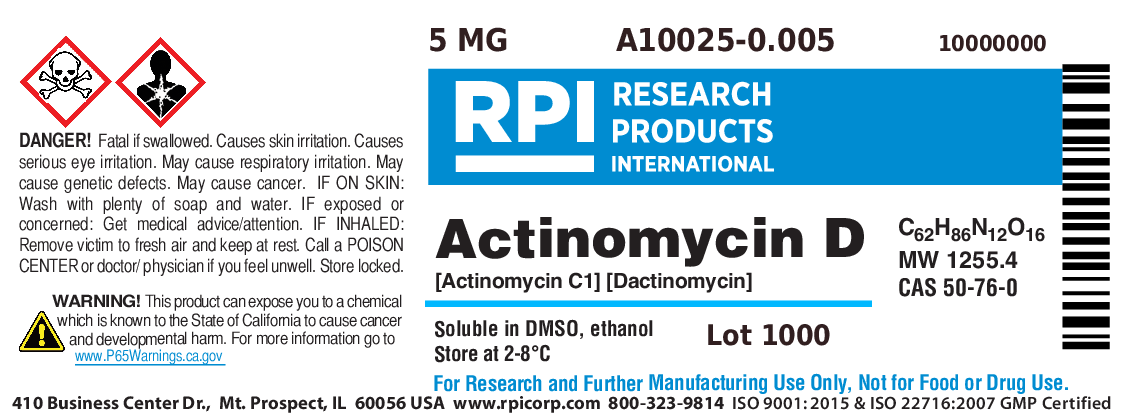 A10025-0.005 - Actinomycin D [Actinomycin C1] [Dactinomycin], 5 Milligrams