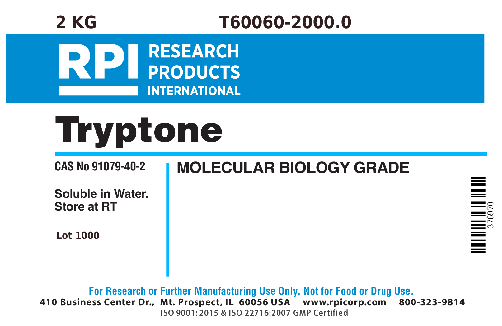T60060-2000.0 - Tryptone, Powder, 2 Kilograms
