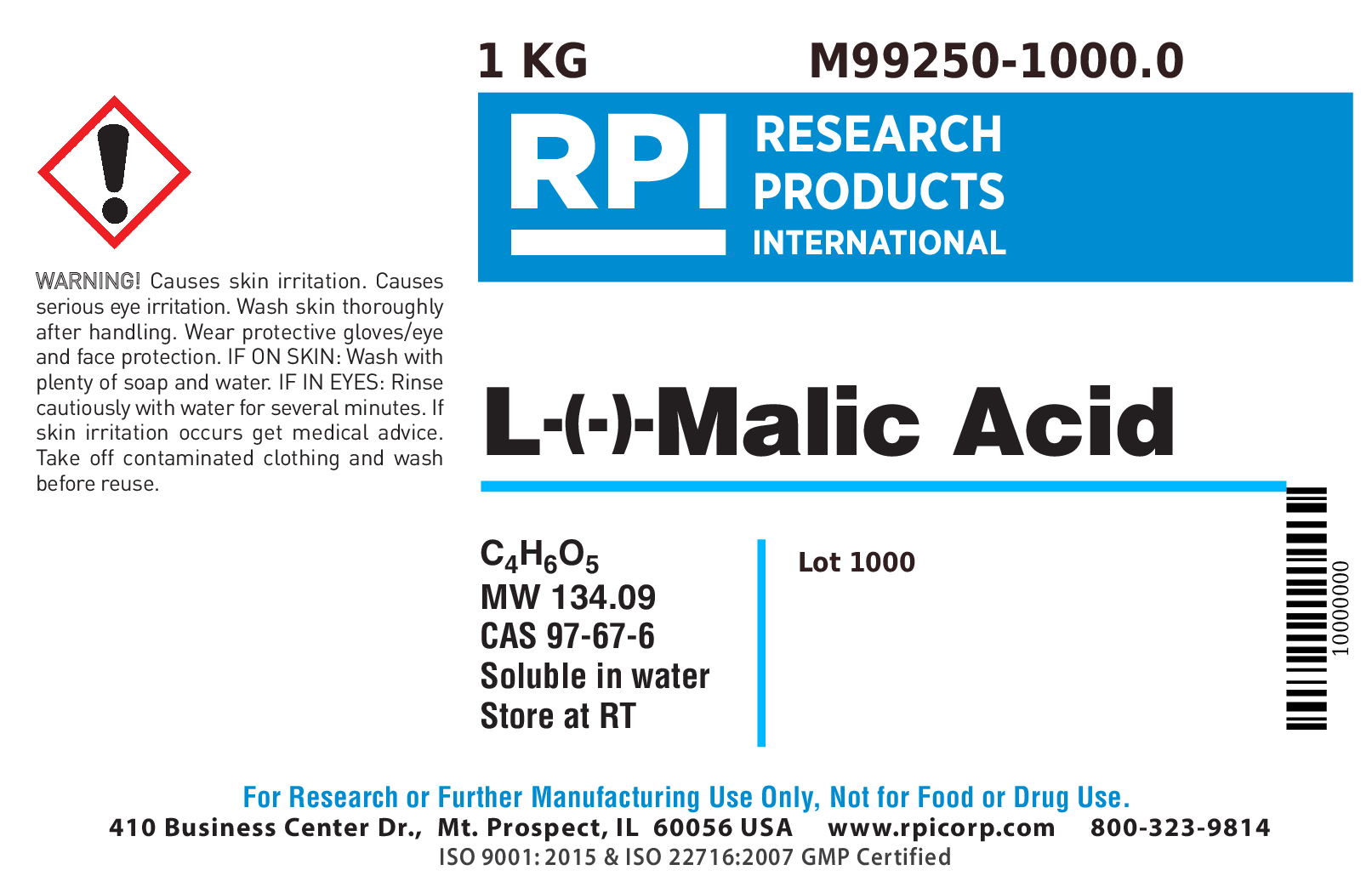 M99250-1000.0 - L-Malic Acid, 1 Kilogram