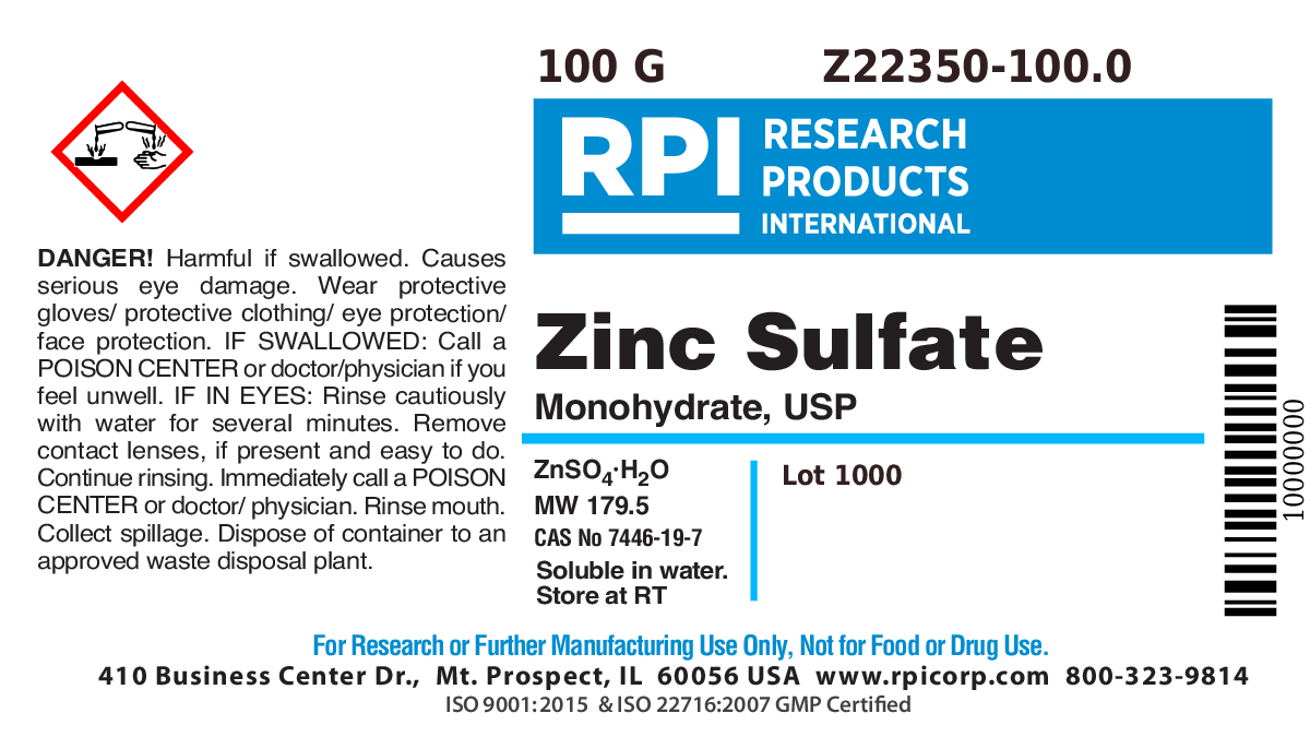 Z22350-100.0 - Zinc Sulfate Monohydrate, USP 100 Grams