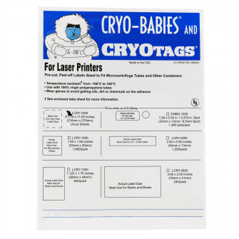 247104 Cryo Tag For Laser Printer Blank Sheet 8 1 2 X 11 Inches White 20 Sheets Per Package